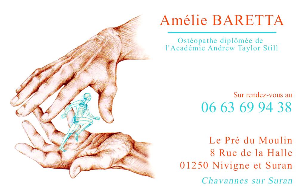 Carte de visite Amélie Baretta Ostéopathe